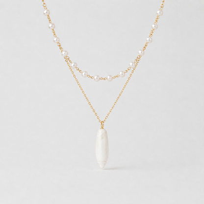 Layered Shell Pendant Necklace ~ Swan