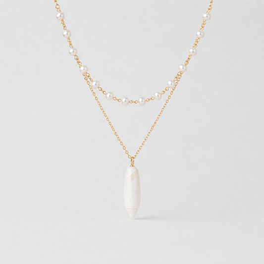 Layered Shell Pendant Necklace ~ Swan