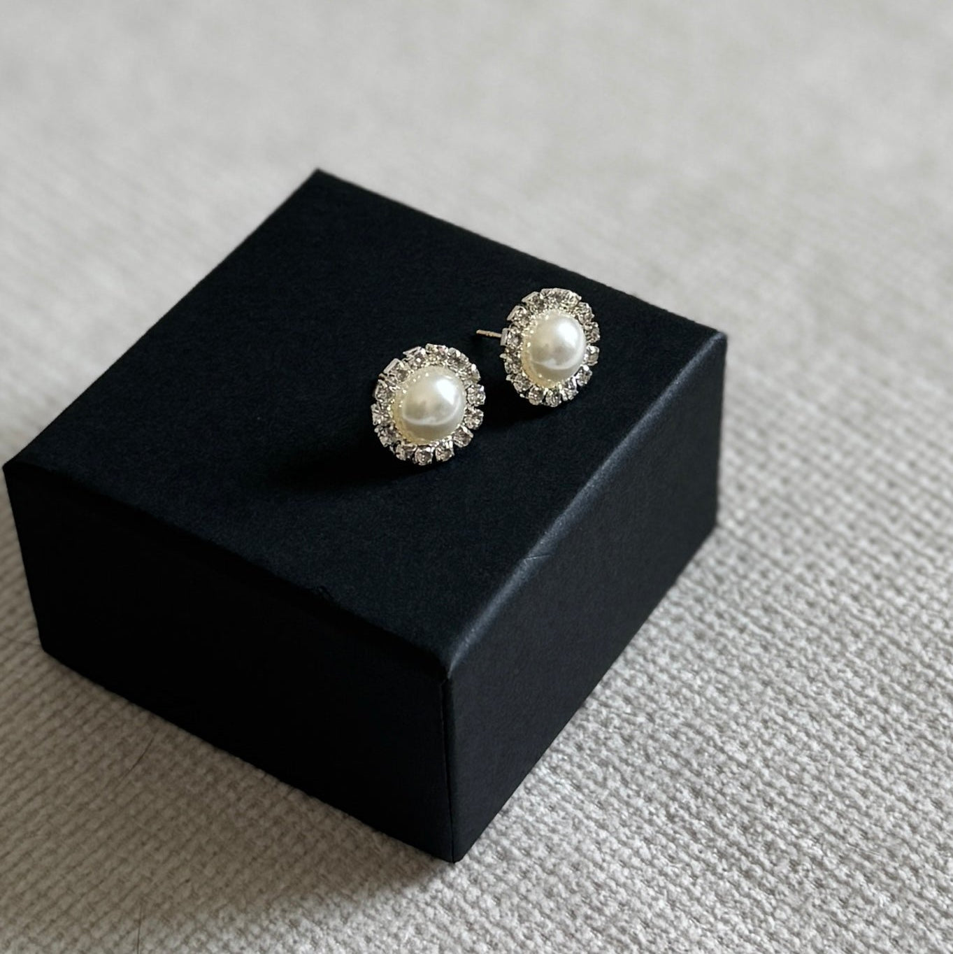 Diamond Pearl Stud Earrings ~ Cameron