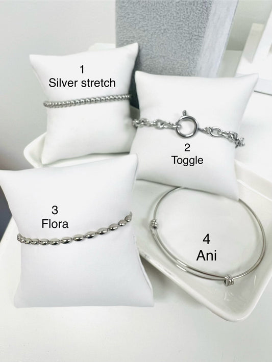 Silver charm bar bracelets