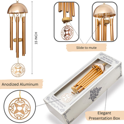 Memorial Wind Chime – Whispering Hearts™ Collection – Warm Gold 15”