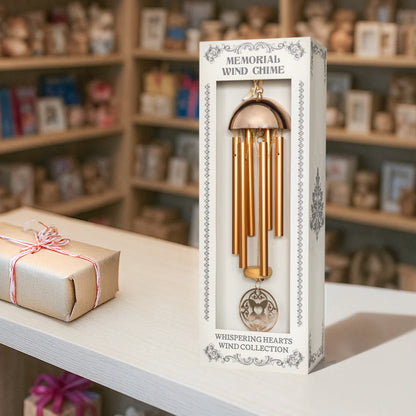 Memorial Wind Chime – Whispering Hearts™ Collection – Warm Gold 15”