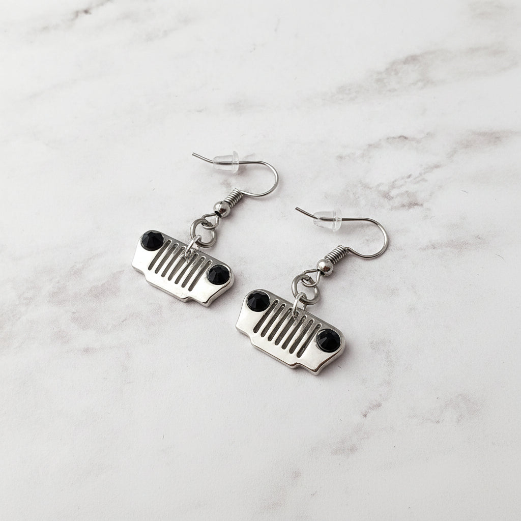Crystal Jeep Grill Dangle Earrings