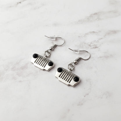 Crystal Jeep Grill Dangle Earrings