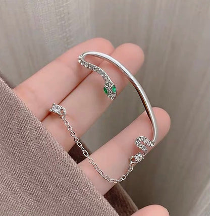 Slytherin Serpent Ear Cuff - Silver Plated