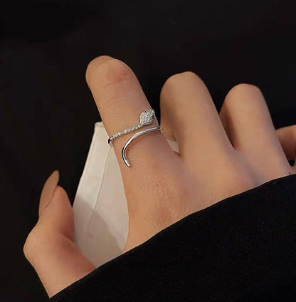 Slytherin Ring - White Gold Plated Adjustable Ring with Crystals