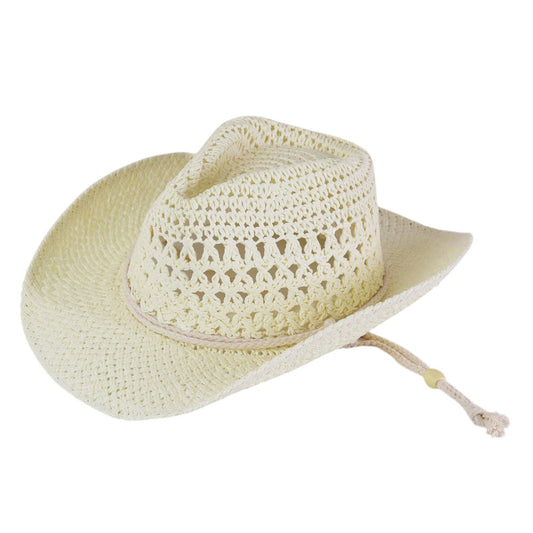 Straw Cowboy Cowgirl Handmade Hat With Chin Strap