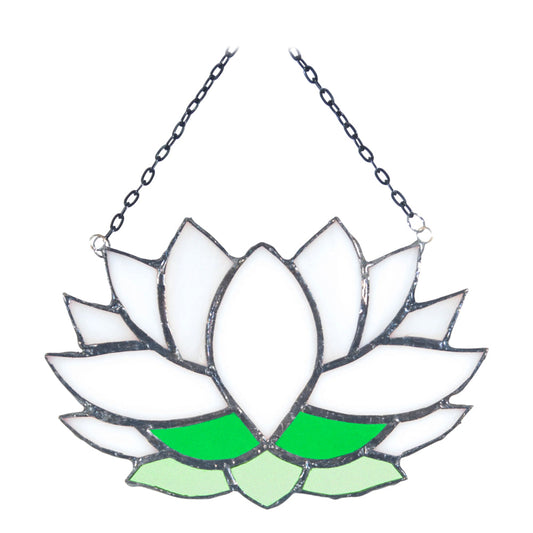 Lotus Flower Stained Glass Suncatcher - Spiritual Meditation Decor