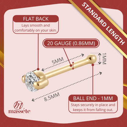 14k Yellow Gold CZ Diamond Nose Stud