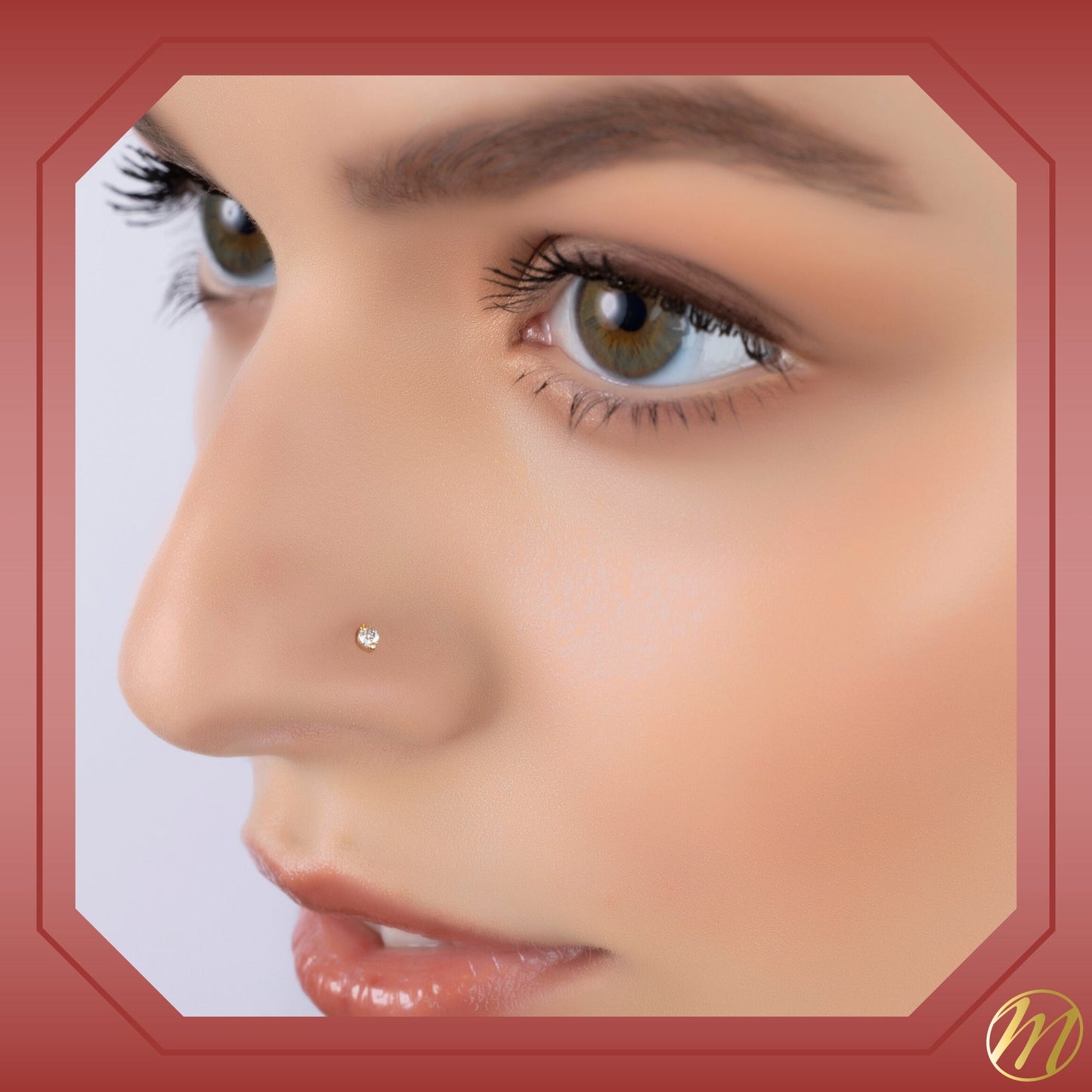 14k Yellow Gold CZ Diamond Nose Stud
