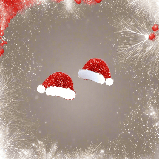 Red Glittery Santa Hat Stud Earrings