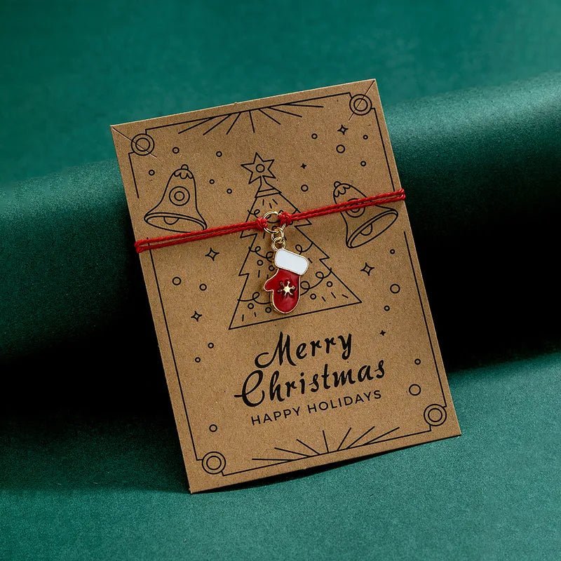 Christmas Mitten Pull String Bracelet
