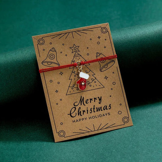 Christmas Mitten Pull String Bracelet