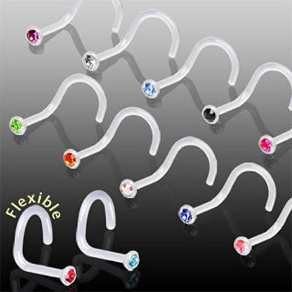 PTFE Nose Screw with Press Fit CZ | Fashion Hut Jewelry