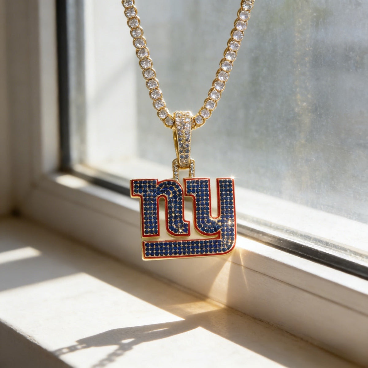 New York NY Emblem Pendant Necklace – Fan Gift Jewelry for Game Day