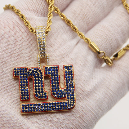 New York NY Emblem Pendant Necklace – Fan Gift Jewelry for Game Day