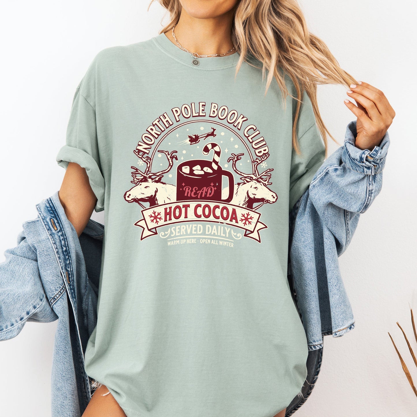 North Pole Book Club Christmas Comfort Colors Tee
