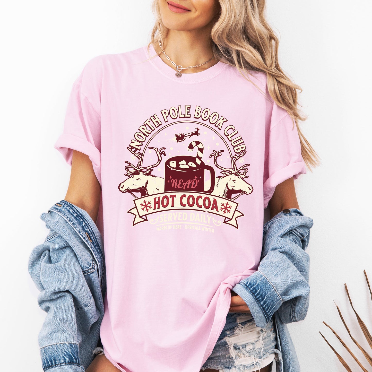 North Pole Book Club Christmas Comfort Colors Tee