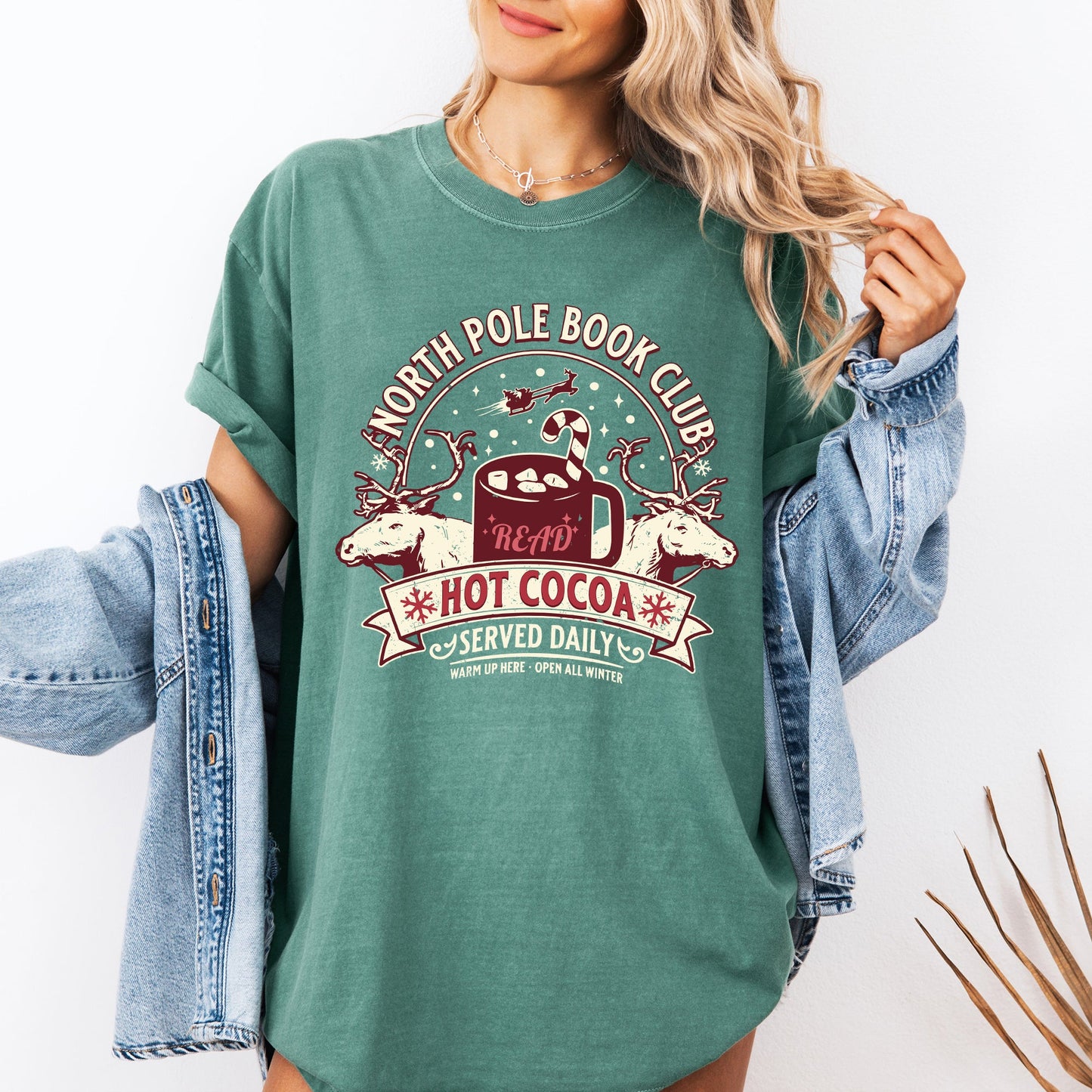 North Pole Book Club Christmas Comfort Colors Tee