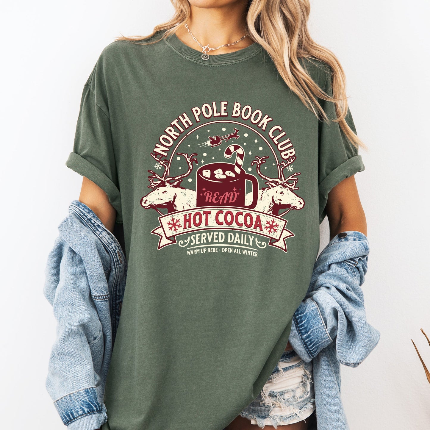 North Pole Book Club Christmas Comfort Colors Tee