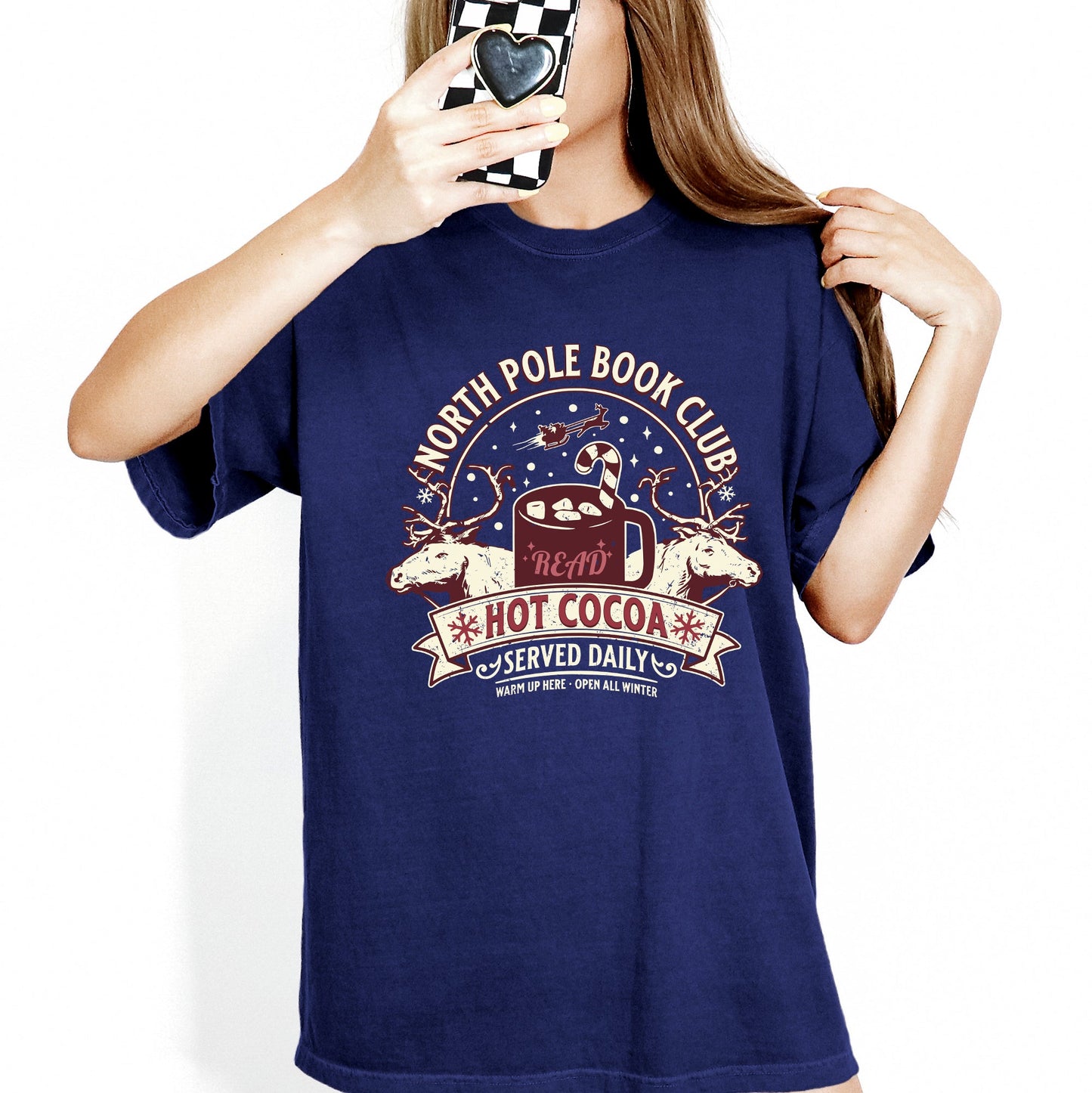 North Pole Book Club Christmas Comfort Colors Tee