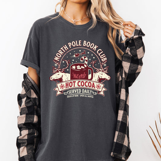 North Pole Book Club Christmas Comfort Colors Tee