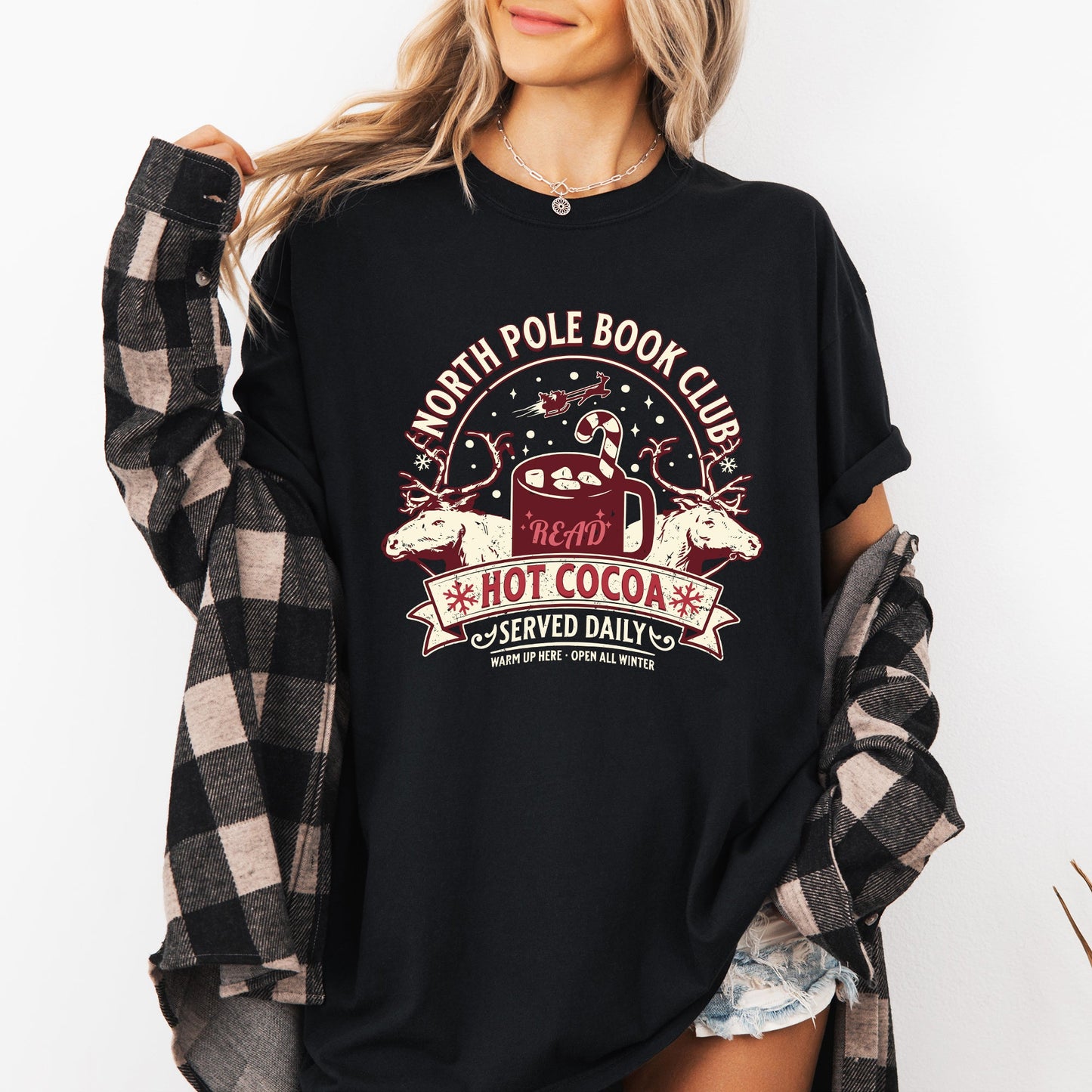 North Pole Book Club Christmas Comfort Colors Tee