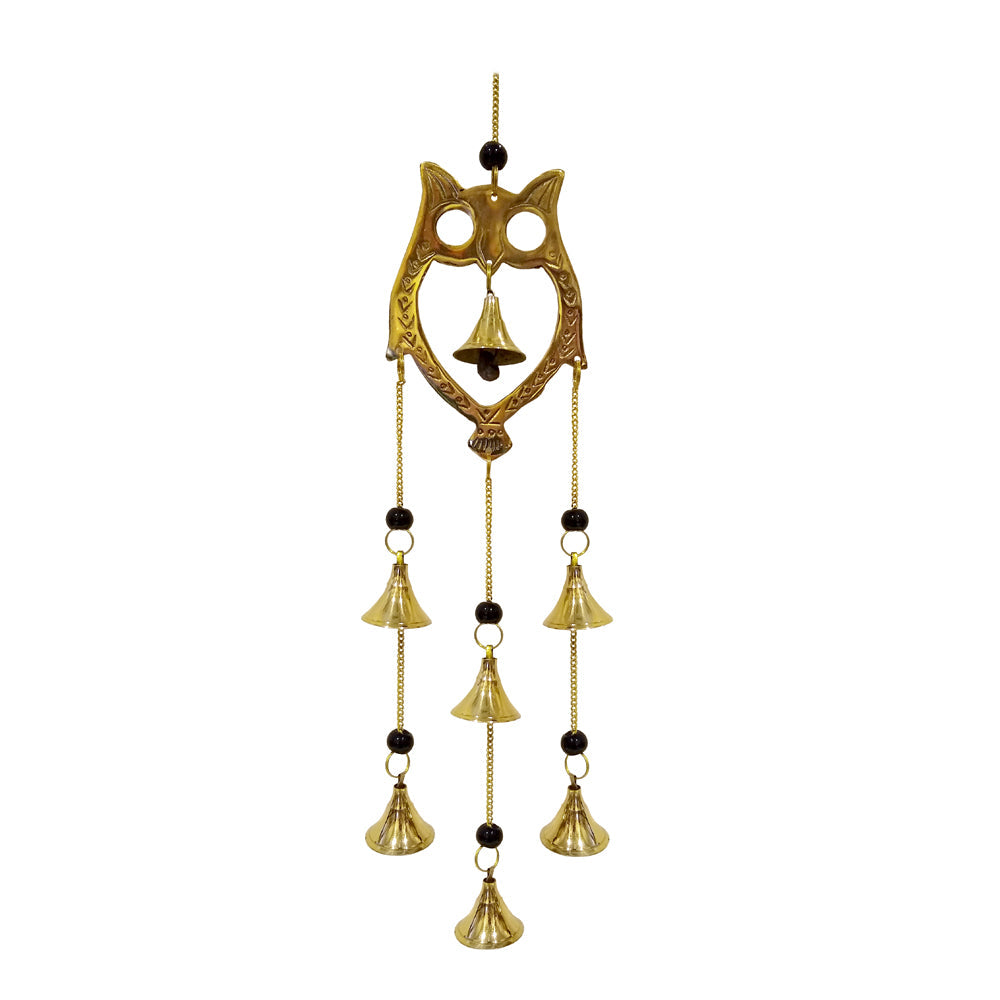 Owl Brass Bell Wind Chime - 16" Wisdom & Protection Symbol