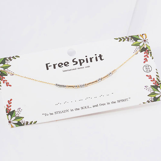 FREE SPIRIT Message Morse Code Pendant Necklace