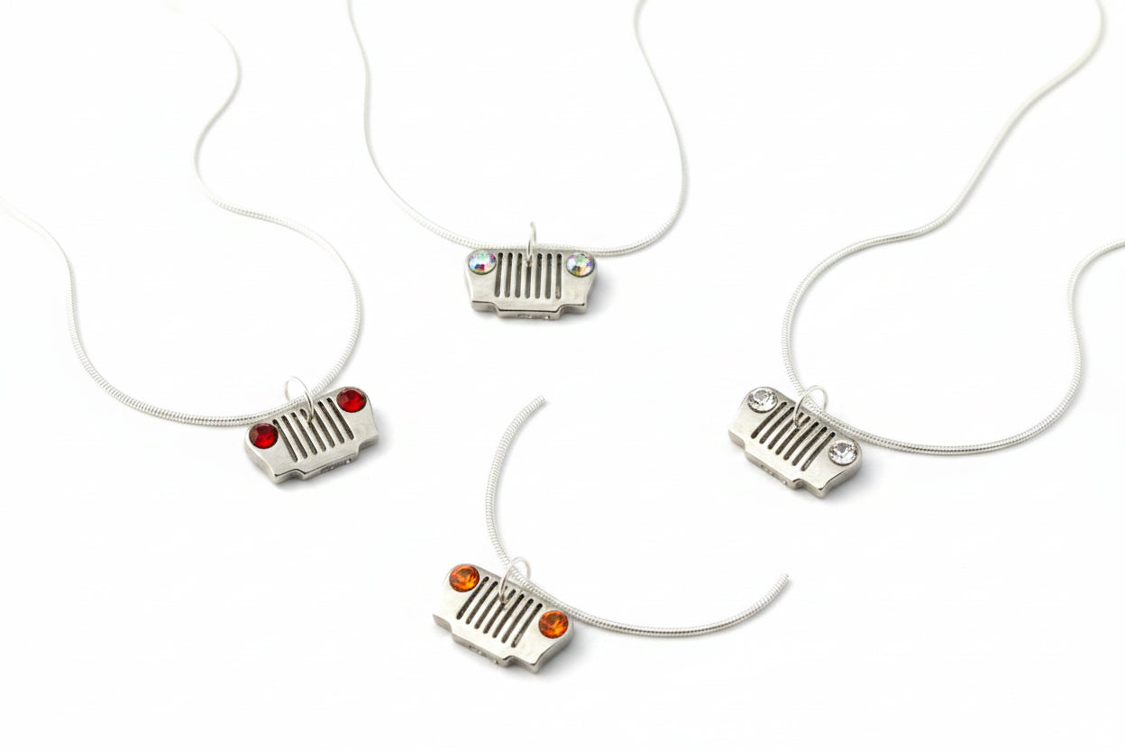 Jeep Grill Crystal Headlight Necklace