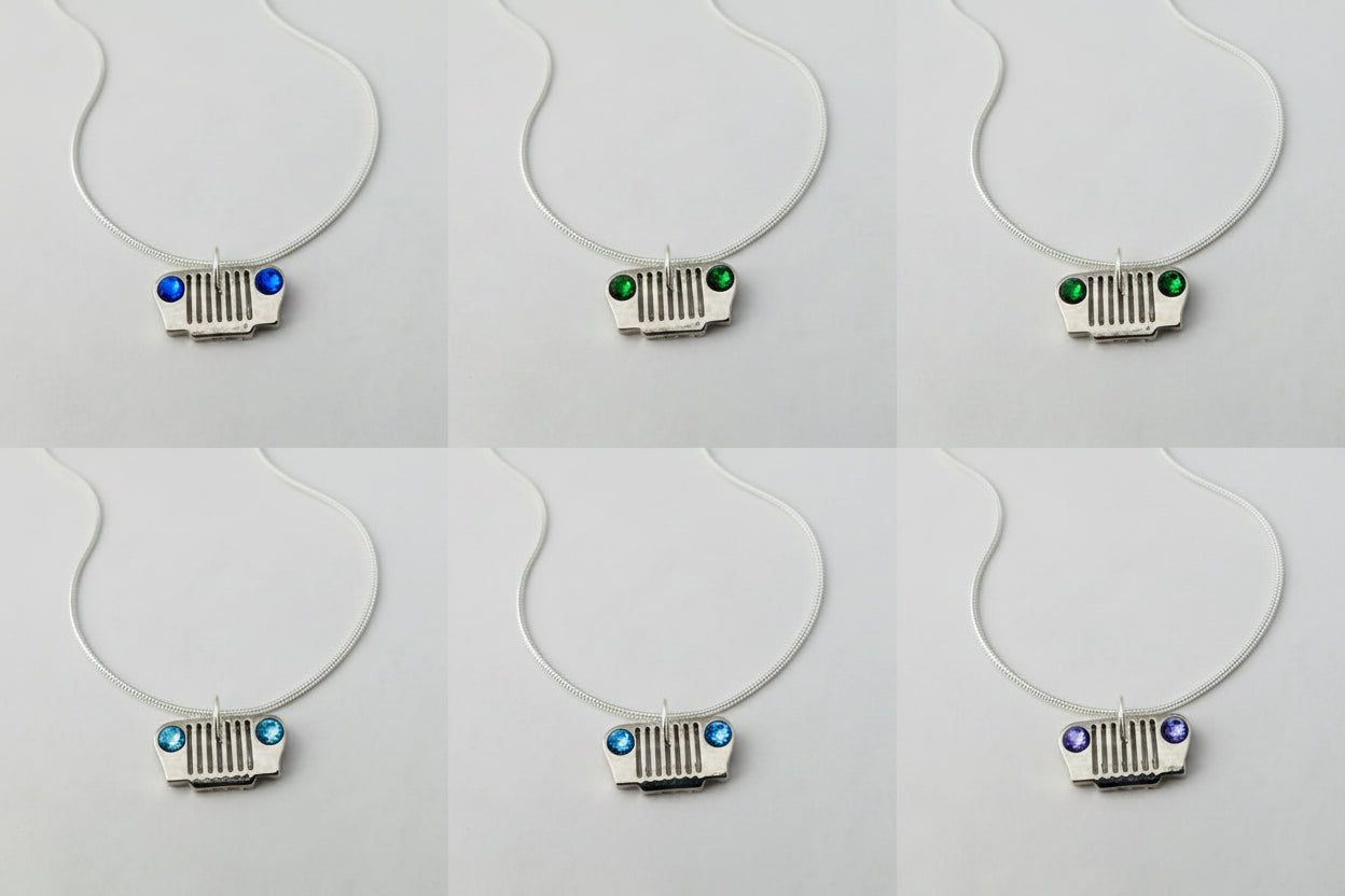 Jeep Grill Crystal Headlight Necklace