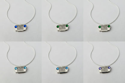 Jeep Grill Crystal Headlight Necklace