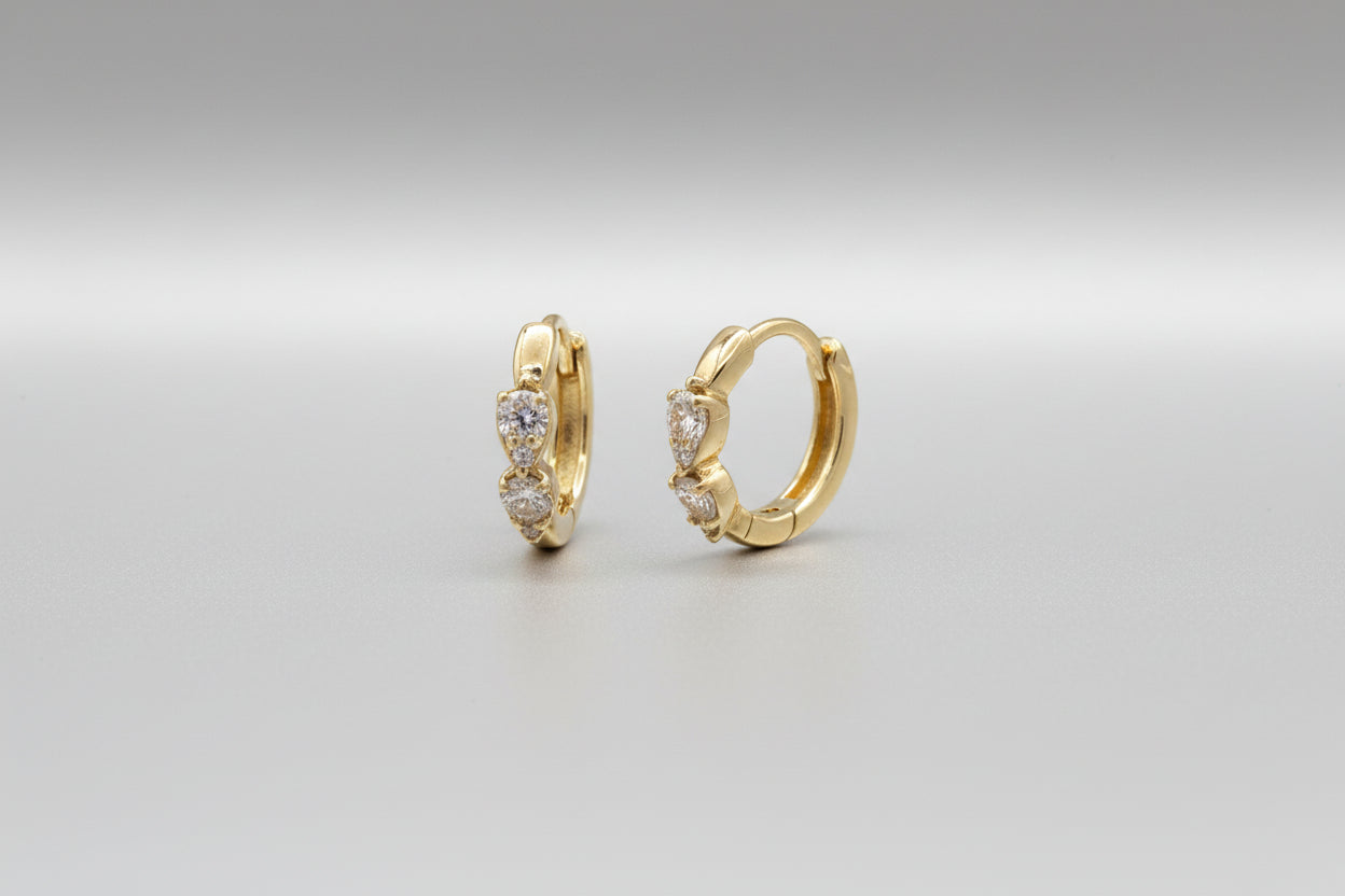 UGA Earrings - 925 Silver 14K Gold Layered Hoop Earrings