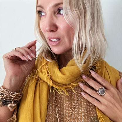 Have Faith Sunflower Inspire Adjustable Ring