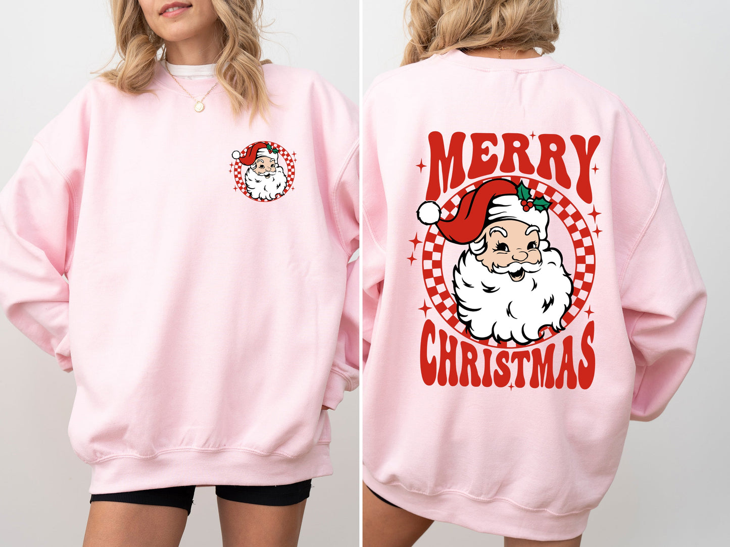 Retro Santa Checkered Christmas Sweatshirt