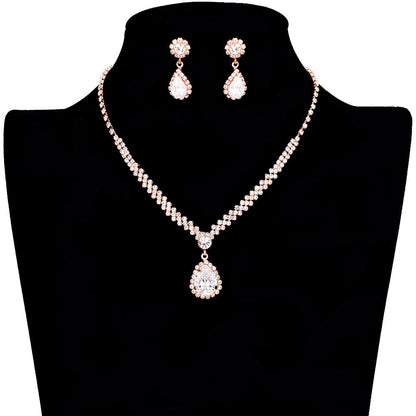 Crystal Teardrop Drop Rhinestone Necklace