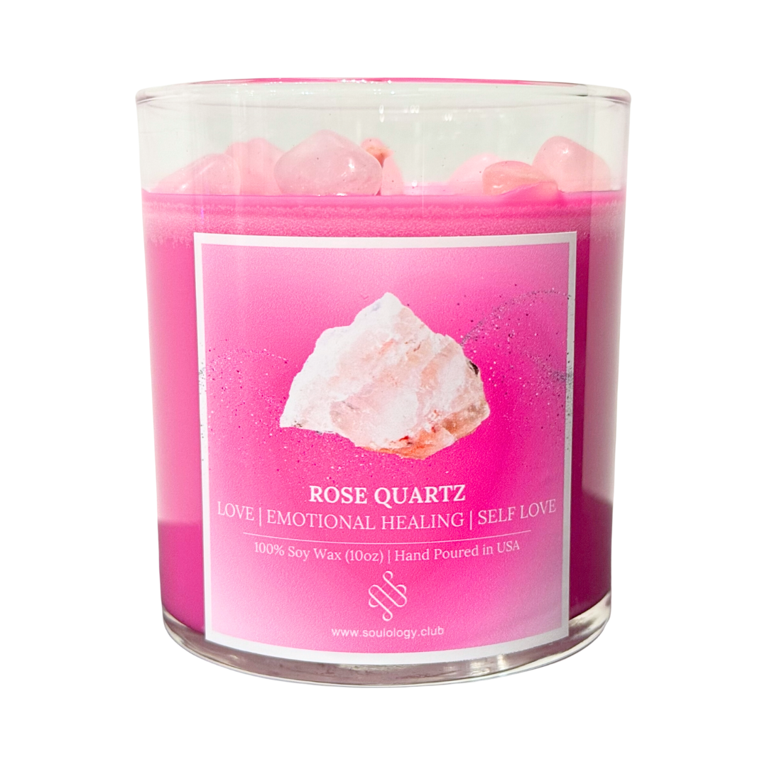 Rose Quartz Crystal Candle