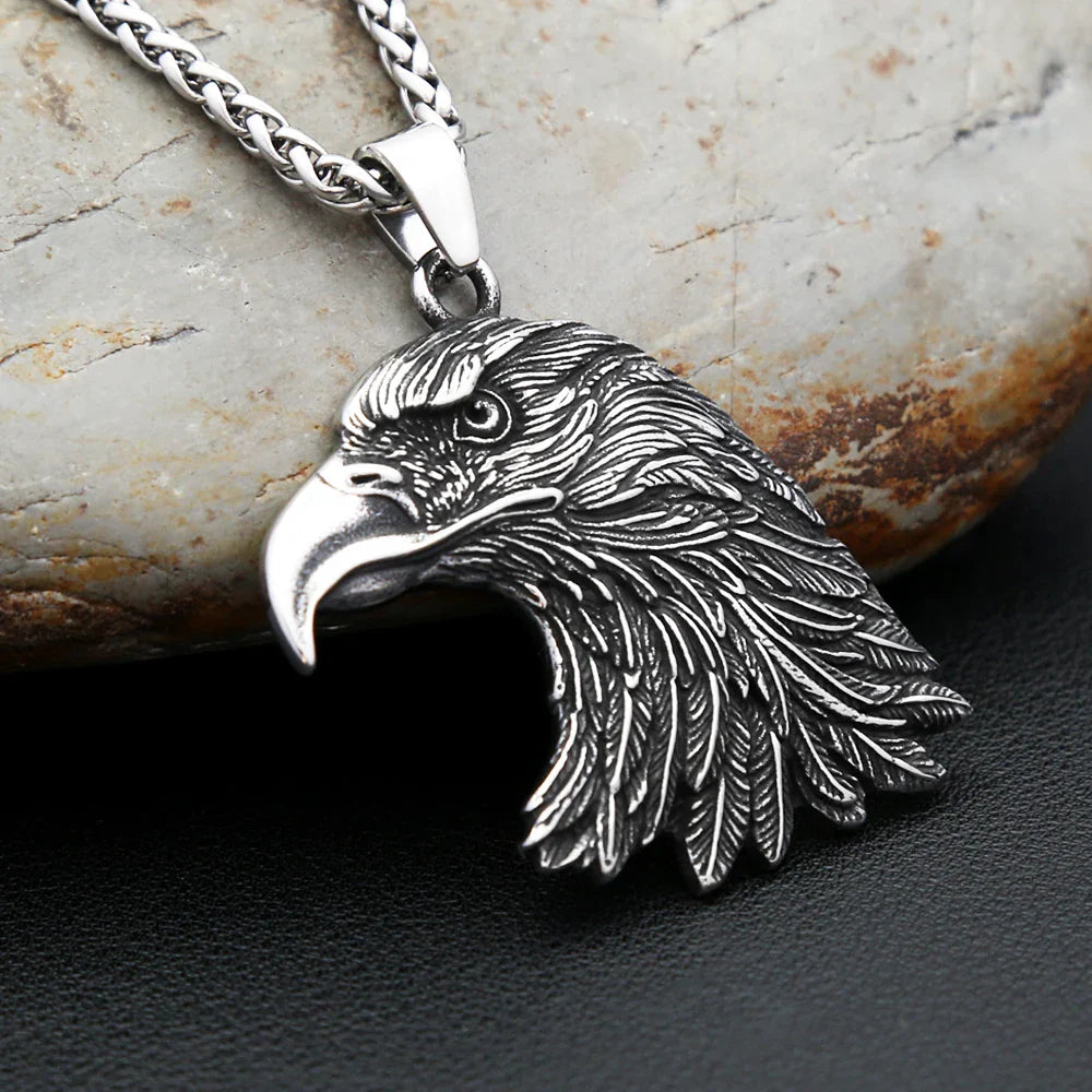 Gothic Vintage Eagle Head Pendant Men's Necklace