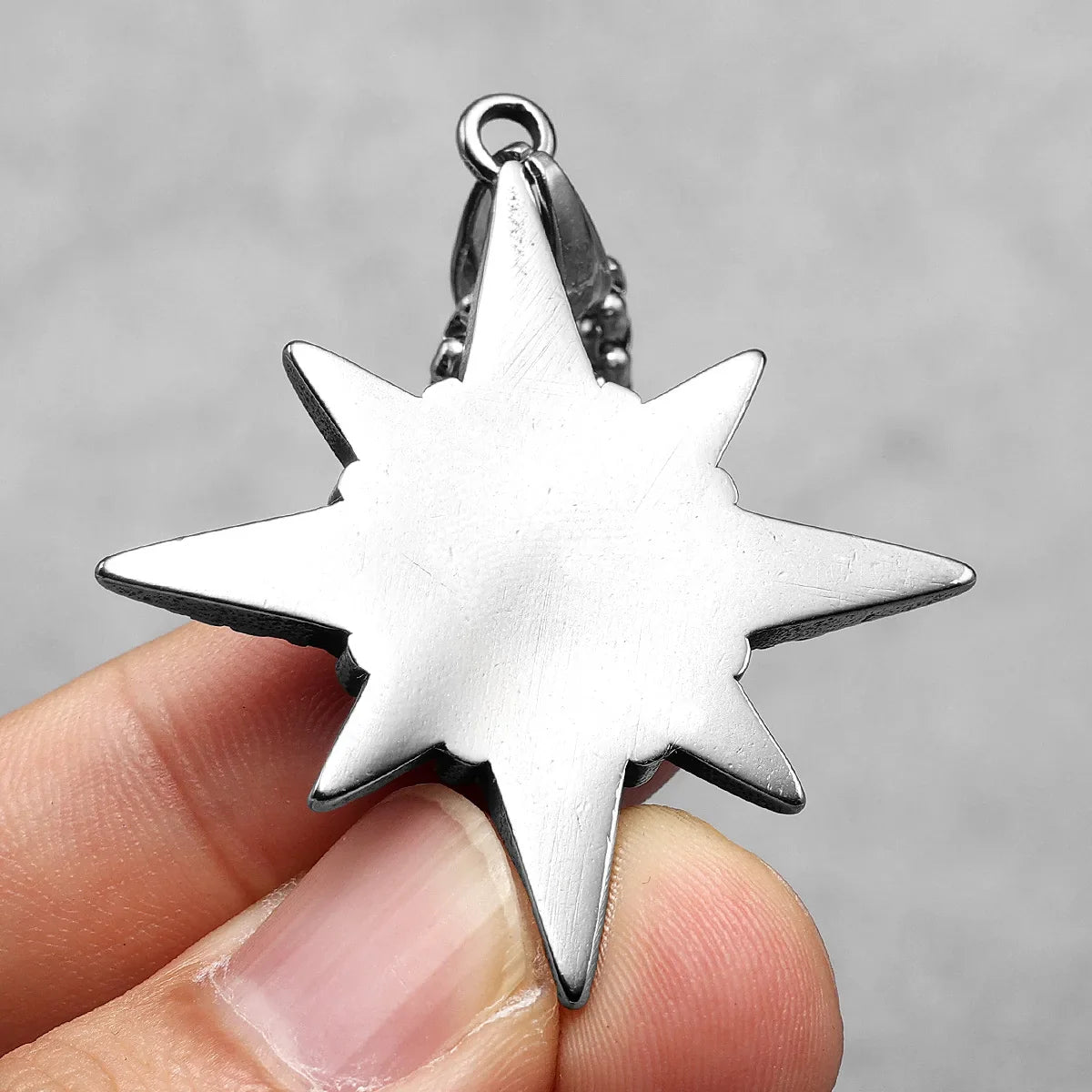 Simple Polar Star Compass Stainless Steel Men's Necklace Pendant Chain