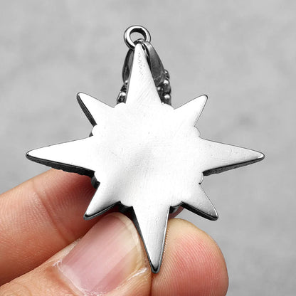 Simple Polar Star Compass Stainless Steel Men's Necklace Pendant Chain
