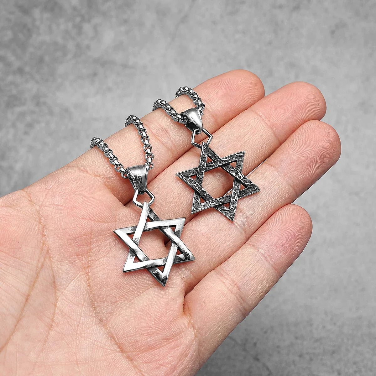 Star Of David Seal of Solomon Stainless Steel Men's Necklace Pendant Chain