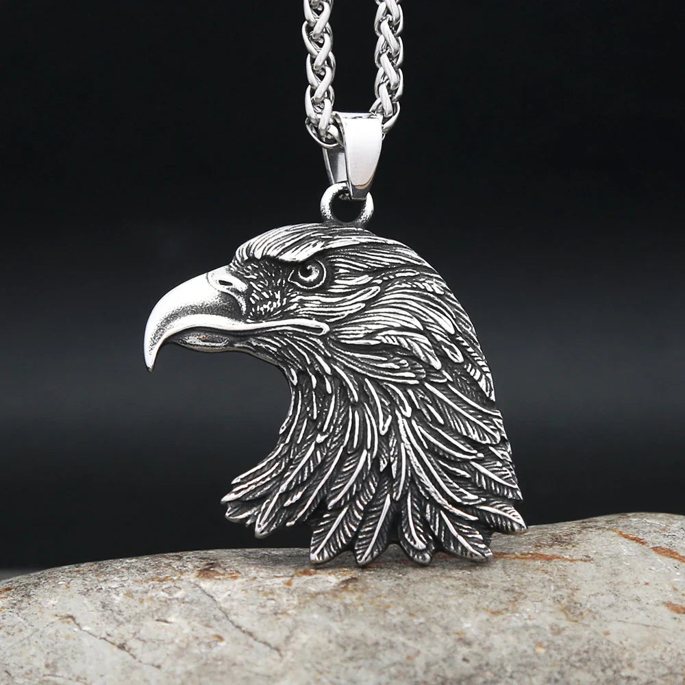Gothic Vintage Eagle Head Pendant Men's Necklace