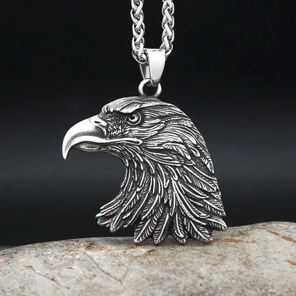 Gothic Vintage Eagle Head Pendant Men's Necklace
