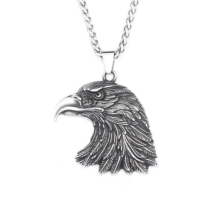Gothic Vintage Eagle Head Pendant Men's Necklace