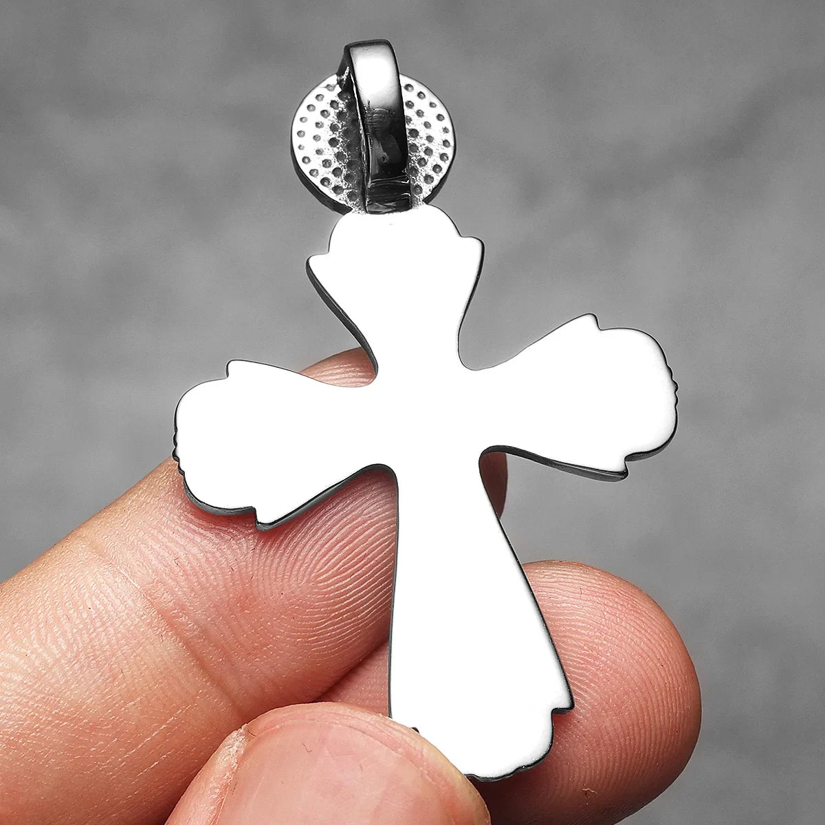 Retro Jesus Cross Amulet Stainless Steel Men's Pendant Necklace