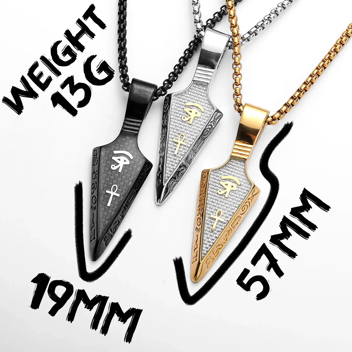 The Eye of Horu Spear Stainless Steel Men's Necklace Pendant Chain