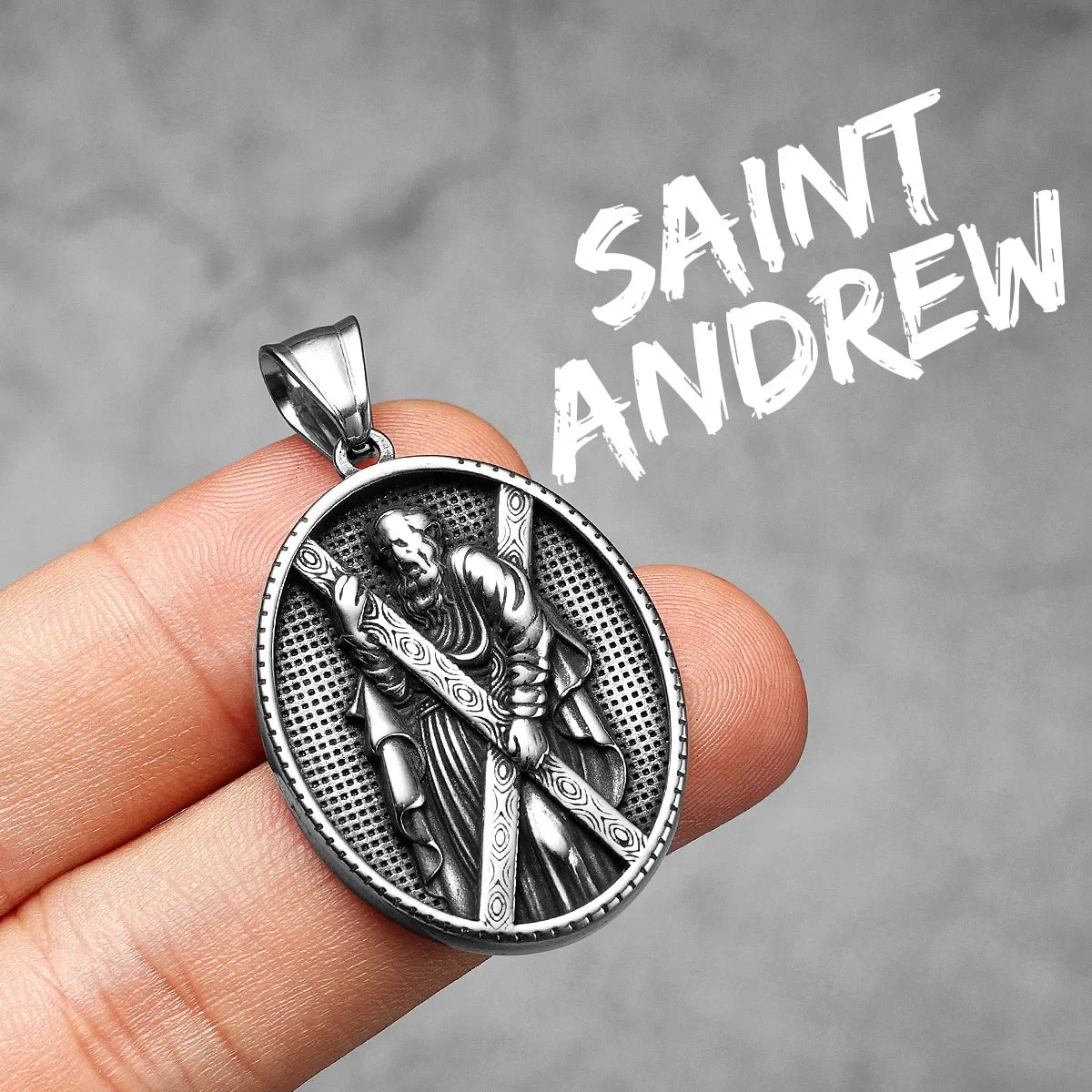 Christian Saints Stainless Steel Men's Pendant Necklace