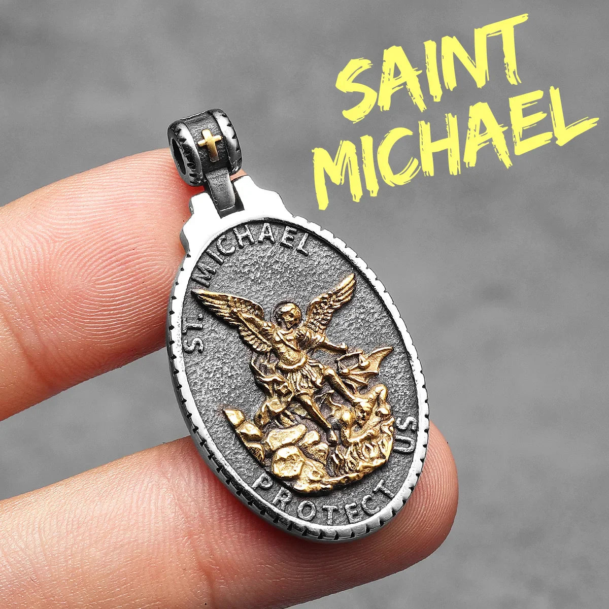 Archangel St.Michael Guardian Stainless Steel Men's Necklace Pendant Chain