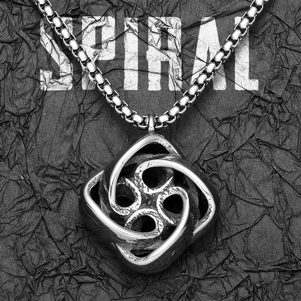 Celtic Knot Spiral Stainless Steel Men's Necklace Pendant Chain