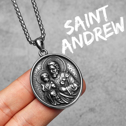 Catholic Saints & Virgin Mary Stainless Steel Men's Pendant Necklace
